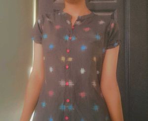 &#34;Grey Cotton Printed Top – Vibrant &amp; Everyday-Rea