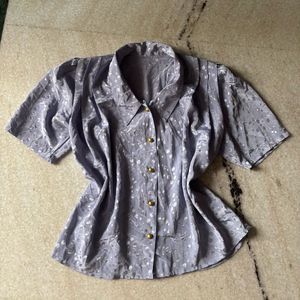 Vintage Lavender Polka Dot Button-Up