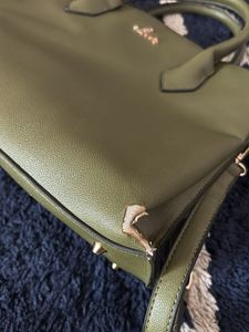 Olive Green Solid Handheld Bag