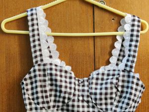 Black And White Plaid Lace Camisole Top