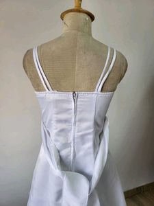 White Embroidered Tea Length Wedding Dress