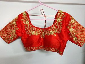 Red Heavy Embroidered Blouse