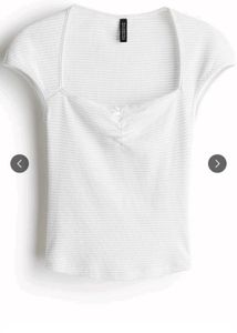 White Striped Square Neck Top