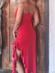Thigh Slit Ruffle Dress