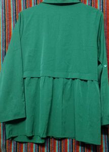 Shiny Dark Green Mini Dress top For Office Girls