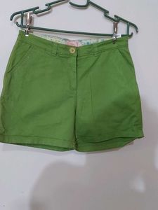 Green Coloured Low Waist Shorts.