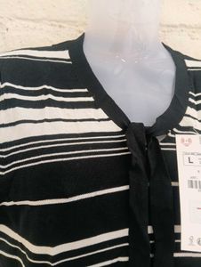 Striped Tie-Neck Top
