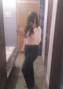 Dark Wash Denim Jeans with cute crop top