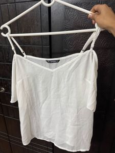 White Cold Shoulder Top