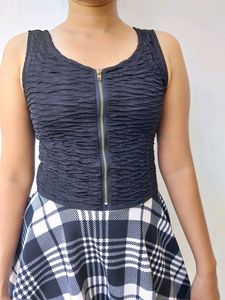 Women casual skater checks dress