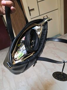 Black Leather Sling Bag New