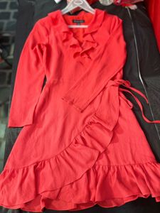Forever New Coral Wrap Dress