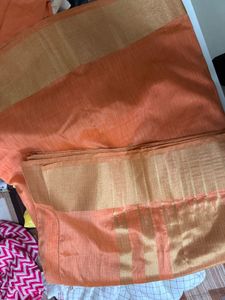Elegant Peach &amp; Gold Saree