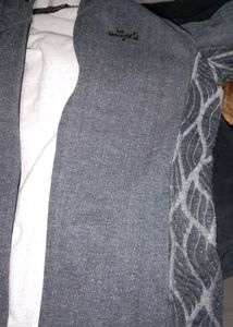Grey Front Zipper Hoddie