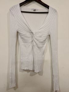 White Twist Front Top