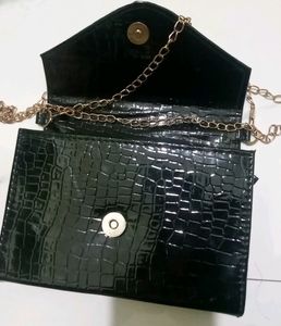 Black Structured Sling Bag