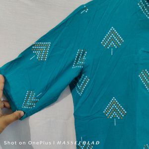 Teal Printed Kurti