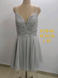 Silver Sequin Tulle Party Dress