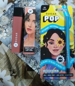 Sugar Cosmetics Lip Oil & Kajal