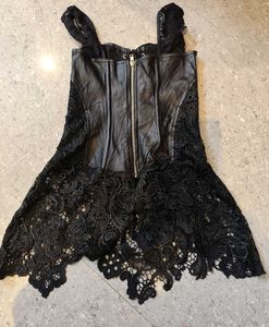 Black Leather Nd Lace Gothic Corset Top
