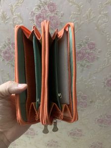 Orange Wristlet Wallet with Black Butterflies
