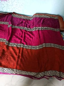 Embroidery Brown&amp;Pink Combination Design Saree