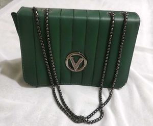 Green Shoulder Bag with Chain