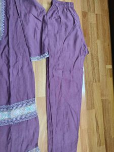 Purple Embroidered Kurta Set