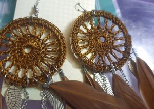 Exquisite Feather Drop Dream Catcher Earrings