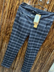 Checked High-Waisted Pants