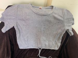 Grey Knit Cropped Top
