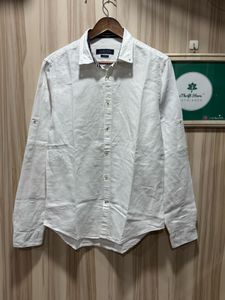 Zara Man Slim Fit Linen Formal White Shirt