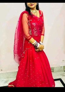 Pink Lengha With Cancan