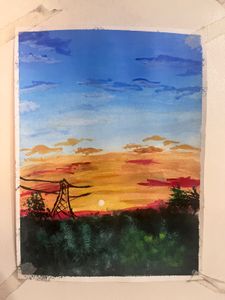 A sunset acrylic aesthetic painting