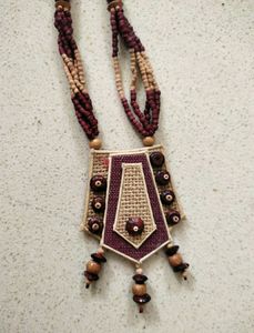 Boho Burlap Necklace &amp; Earring Set