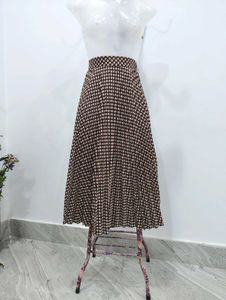 Brown Checked Skirt