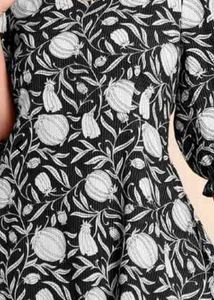 3xl Floral Print Black Dress