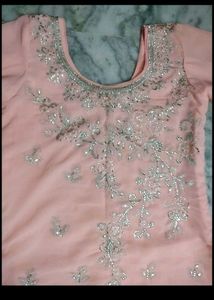 Peach Embroidered Kurta