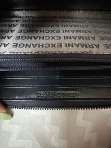 AX Glossy Embossed Logo Zip-Around Wallet