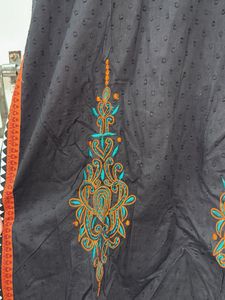 Printed Embroidered Kurti On Chikankari Fabric