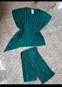 Emerald Green Pleated Co Ord Set