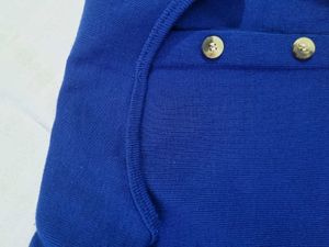 Cute Button-Down Blue Ribbed Top