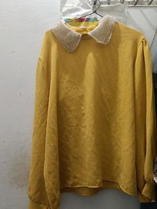 Beautiful Yellow Top With Embroidery On Neck