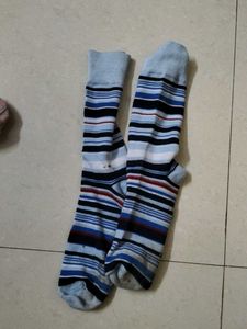 Striped Socks - Blue/White/Black