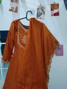 Elegant Orange Anarkali Suit