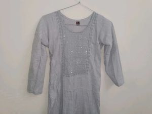 Grey Straight Kurta For Daily Wear