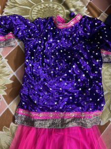 Purple Velvet &amp; Pink Lehenga Choli