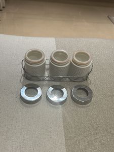 Set Of 3  Ceramic Storage Bottles With Stand