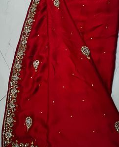 Elegant Red Embellished Saree