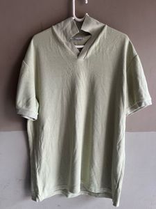 Zara Light Green V-Neck T-Shirt